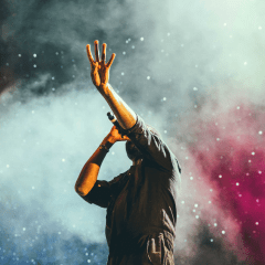 Image of a singer performing.